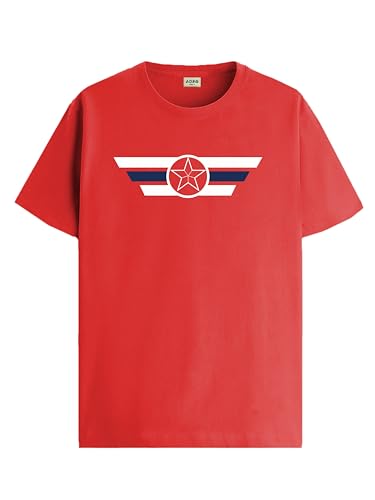 ADRO Mens Solid Regular Fit T-Shirt (RN24-CAP-RD_Red