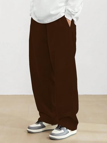 SHIENZY Mens Relaxed Sweatpants (1649_Corduroy Pant_Dark Brown