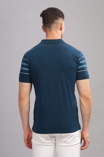 ADRO Men's Solid Regular Fit Polo Shirt (PNOP24-L1-SBWHSB_Teal