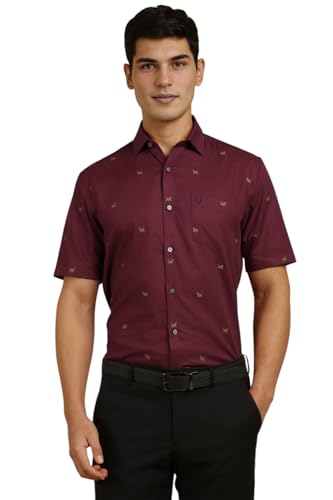 Allen Solly Men Slim Fit Printed Formal Short Sleeve Shirt