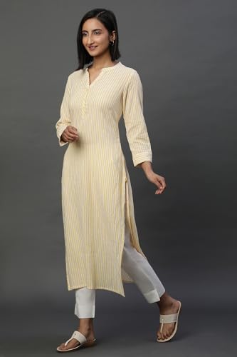 Aurelia WomenS Cotton Regular Kurta (24Fea14815-704875_Yellow