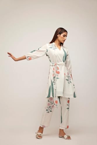 Leriya Fashion Casual Standard Length Rayon Floral Ethnic Co-ord Kurta Set for Women (Available in 2XL and 3XL) (LF-W1964&TR979_