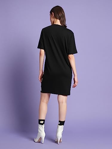 Bewakoof X Official Disney Merchandise WomenS Mickey Typography Cotton Dress - Oversized Fit, Round Neck, Half Sleeves_582051_B