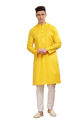 Be Active MenS Cotton Regular Kurta (C-399-1_Yellow-2