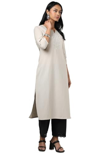 Soch WomenS Cotton Flex Embroidered Regular Kurta (Cws5Ku61072_Beige