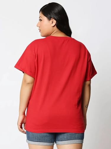 Bewakoof Official Friends Merchandise Womens Typography Boyfriend Fit Half Sleeve Round Neck Cotton Plus Size T-Shirt_384046_Re