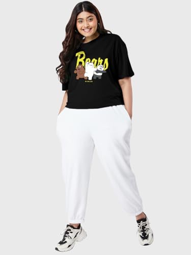 Bewakoof Official Cartoon Network Merchandise Womens Graphic Print Oversized Fit Half Sleeve Round Neck Cotton Plus Size T-Shir