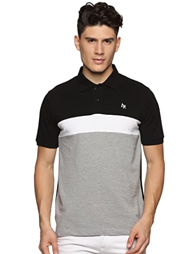 ADRO Premium Cotton Multicolor Polo T-Shirt for Men (PN23-S1-BLWHGR_Grey_XL)