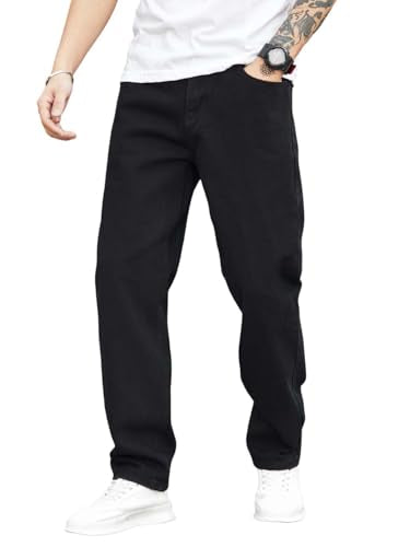 KOTTY Mens Solid Regular Fit Mid Distressed Fashionable Trendy Denim Jeans(Black,34)