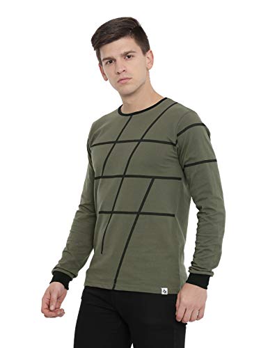 ADRO Men's Full Sleeve Printed Cotton T-Shirts (FS-A-AOP05-OL_Olive)