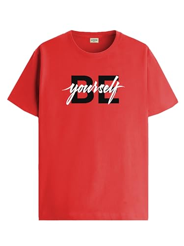 ADRO Mens Solid Regular Fit T-Shirt (RN24-BYO-RD_Red