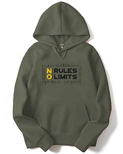 ADRO Mens Cotton Neck Hooded Sweatshirt (H21-M-LIM-OL_Olive_S)