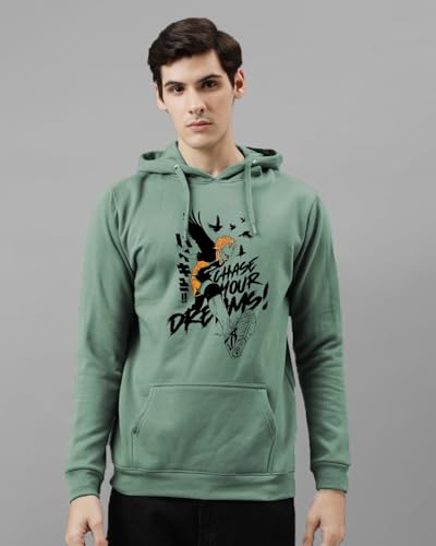ADRO Men's Printed Hoodie, Cotton, Size 36, Pista Color, Model H24-DREAM-PT