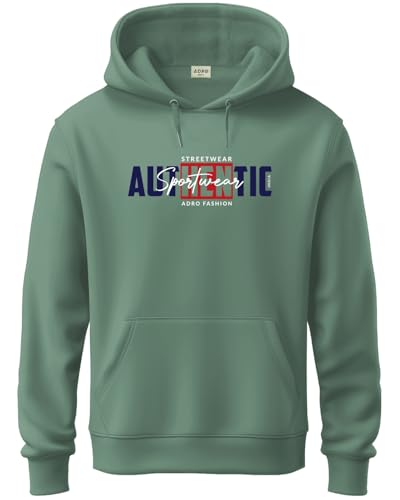 ADRO Mens Cotton Blend Neck Hooded Sweatshirt (H24-SPT-PT-XL_Pista)