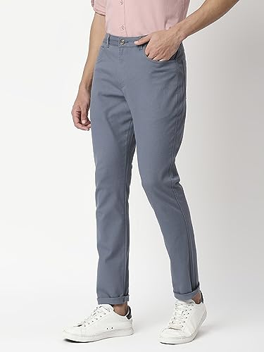 Thomas Scott Mens Solid Regular Fit Trouser Denim Blue