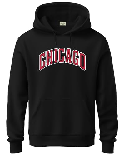 ADRO Mens Cotton Neck Hooded Sweatshirt (H24-CAGO-BL-M_Black)
