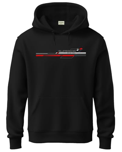 ADRO Mens Cotton Blend Neck Hooded Sweatshirt (H24-RAC-BL_Black