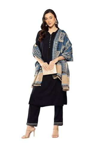 Aarika Womens Winter Wear Blue Colour Paisley Woolen Shawl-(Free-Size)-(Swl-W-As-101-Blue-Free-Size)