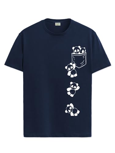 ADRO Mens Solid Regular Fit T-Shirt (RN24-POC-NB_Navy Blue