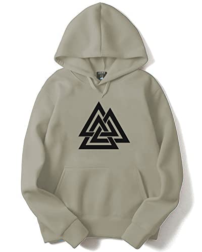ADRO Mens Cotton Neck Hooded Sweatshirt (H21-M-TKT-CH_Beige_XL)