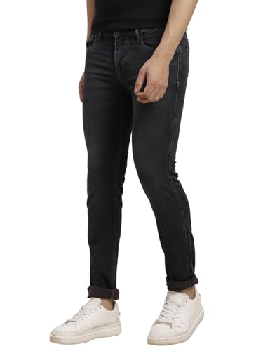 Turtle Men Cotton Stretch Dark Grey Narrow Fit Jeans