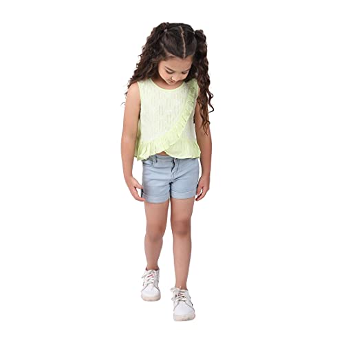 Fabindia GirlS Embroidered Regular Top_Green 3-4Y