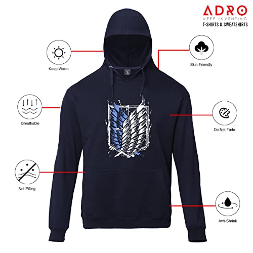 ADRO Men's Cotton Neck Hooded Sweatshirt (H22-2-WINN-NB_Navy)