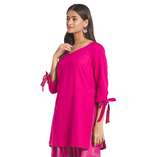 Fabindia WomenS Solids Slim Kurta (210647901_Magenta