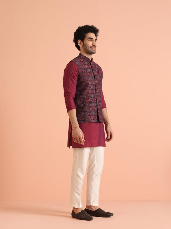 Kisah MenS Jacquard Silk Blend Jacket With Trouser Set Traditional Ethnic Wear For Men For Weddings & Festivals Fashion Appare