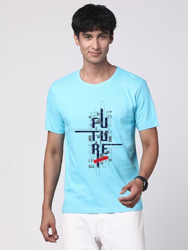 ADRO Men's Graphic Printed 100% Cotton T-Shirt - Regular Fit, Printed T-Shirts for Men (RN24-FTR-MI_Mint)