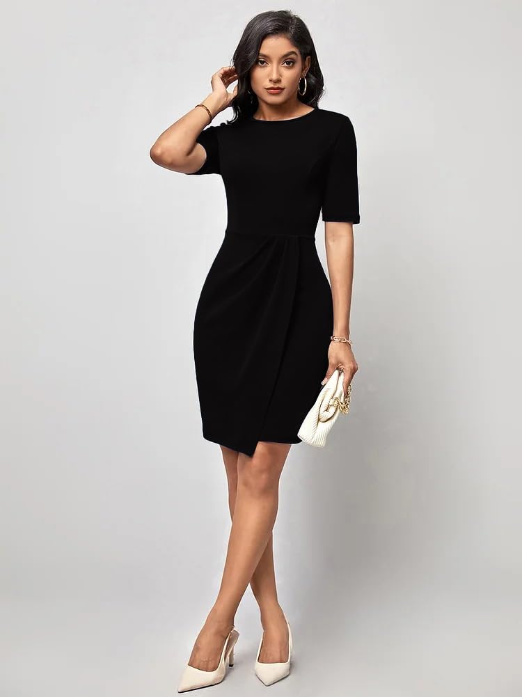 Oomph! WomenS Western & Fusion Wear Stetchable Party Dress For Women, Black - Md960