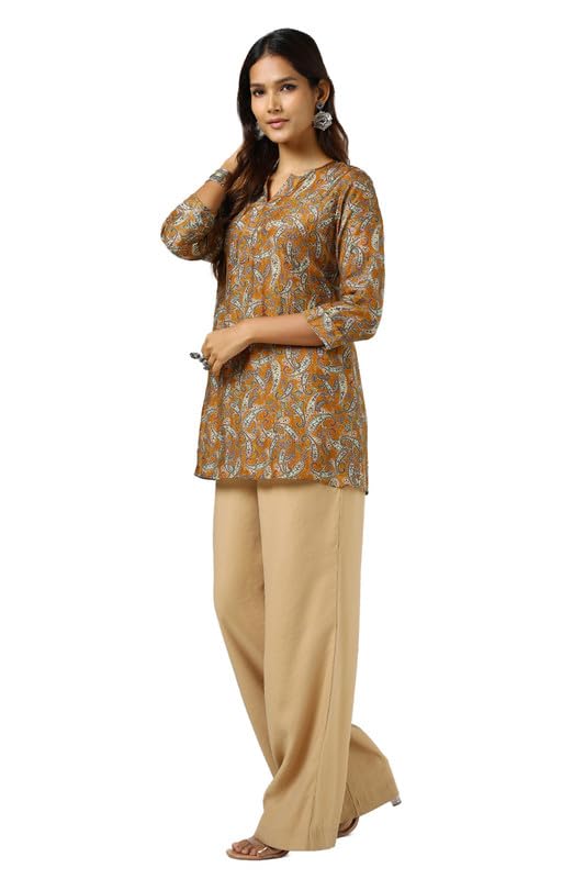 Soch Womens Mustard Viscose Blend Paisley Print Tunic