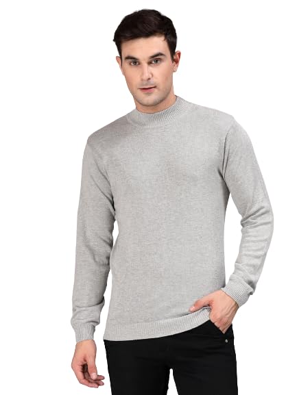 Style Quotient Men Solid Grey Knitted Regular Sweater