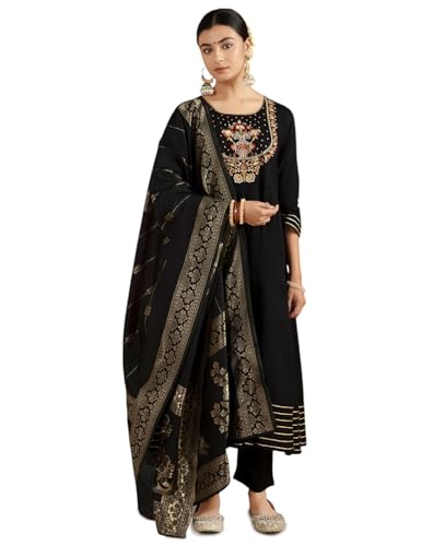 Kaari Rayon Staple Womens Kurta Set (KAAAW24WSKD-92031_Kohl Black
