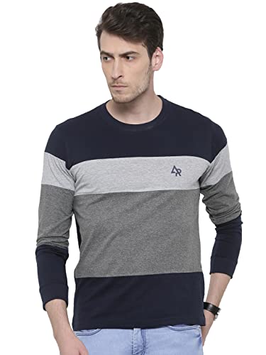 ADRO Mens Stylish Cotton Full Sleeve T-Shirt (FR3-M-4ST-NB_Navy_XL)