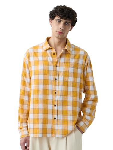 The Souled Store Plaid: Amber Gold Men Relaxed Shirts