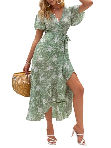 KOTTY Womens Wrap Light Green, White Dress