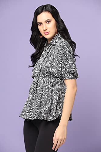 Greciilooks Western For Women| Zing Zag Pattern Western| Balloon Sleeve Dressl V Neck Collar Topl Summer Wear Western | Outdoor