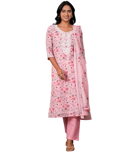 Libas WomenS Linen Kurta Set (27257_Pink