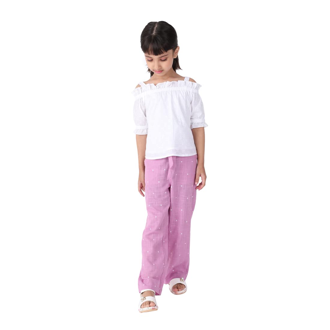 Fabindia GirlS Regular Pants Set (200077201_Purple