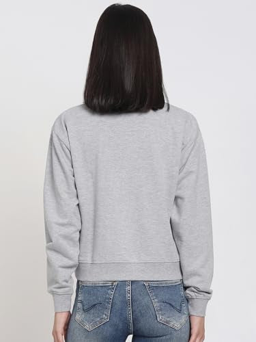 Beakoof Women Disney Typography Grey Full Sleeve Hooded Sweatshirt