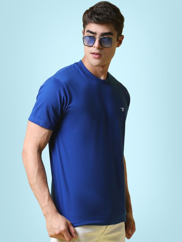 Pinkmint Mens Combo Cotton Blend T-Shirt ll Soild Round Neck T-Shirt ll Stylish Half Sleeve T-Shirts ll Gym Wear (Pack of 3)