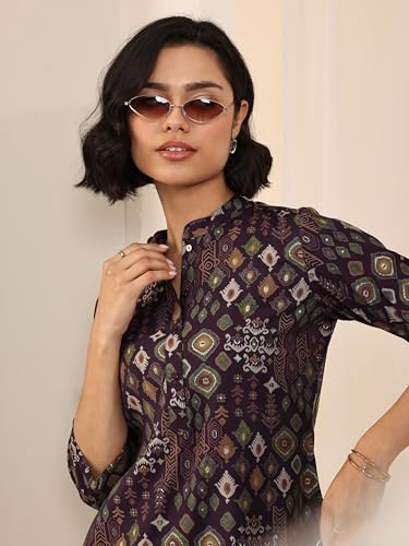 Libas Women's Silk Blend Ethnic Motifs Straight Kurtis