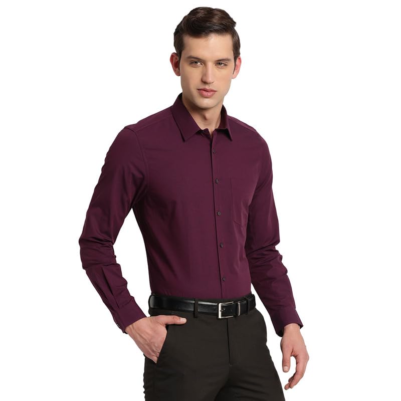 Turtle Men 100% Cotton Purple Solid Regular Fit Formal Shirt