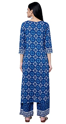 rytras Women's Straight Rayon Kurti with Palazzos and Dupatta Set