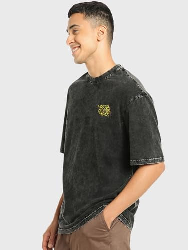 Bewakoof Heavy Duty Official Marvel Merchandise Mens Graphic Print Oversized Fit Half Sleeve Round Neck Cotton T-Shirt_629242_B