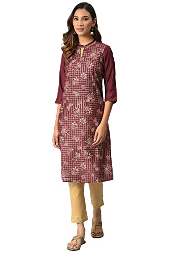 Aurelia Women'S Polyester Regular Kurta (22Aua13683-506081_Brown