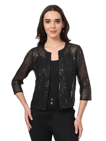 Style Quotient Black on Black Sequins Shrug