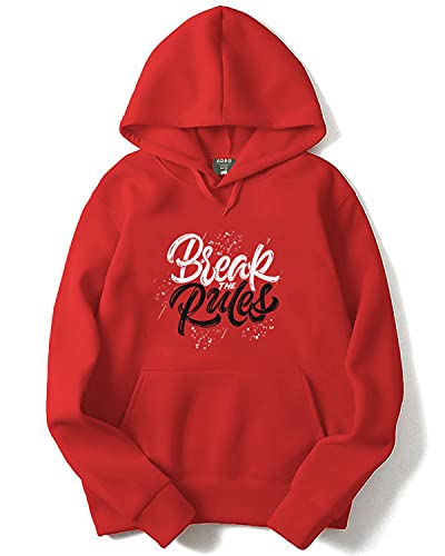 ADRO Mens Cotton Neck Hooded Sweatshirt (H21-M-RUL-RD_Red_XL)
