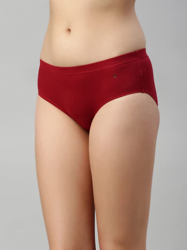 Enamor Stretchable Cotton Hipster Panties for Women Pack of 6, Full Coverage Grip Fit with Antimicrobial & Stain Release Technol